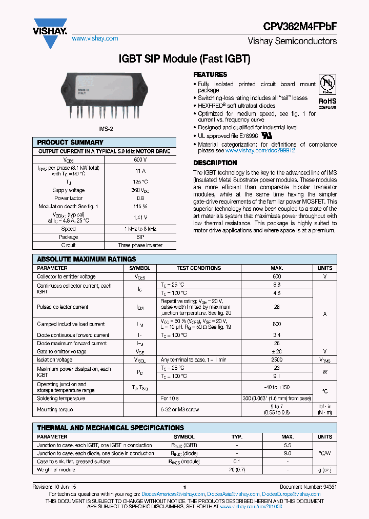 CPV362M4FPBF_8874411.PDF Datasheet