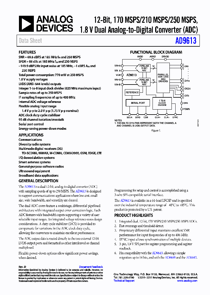 AD9613BCPZ-250_8876823.PDF Datasheet