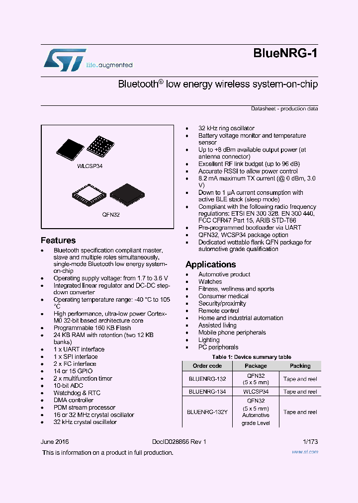 BLUENRG-1_8877821.PDF Datasheet