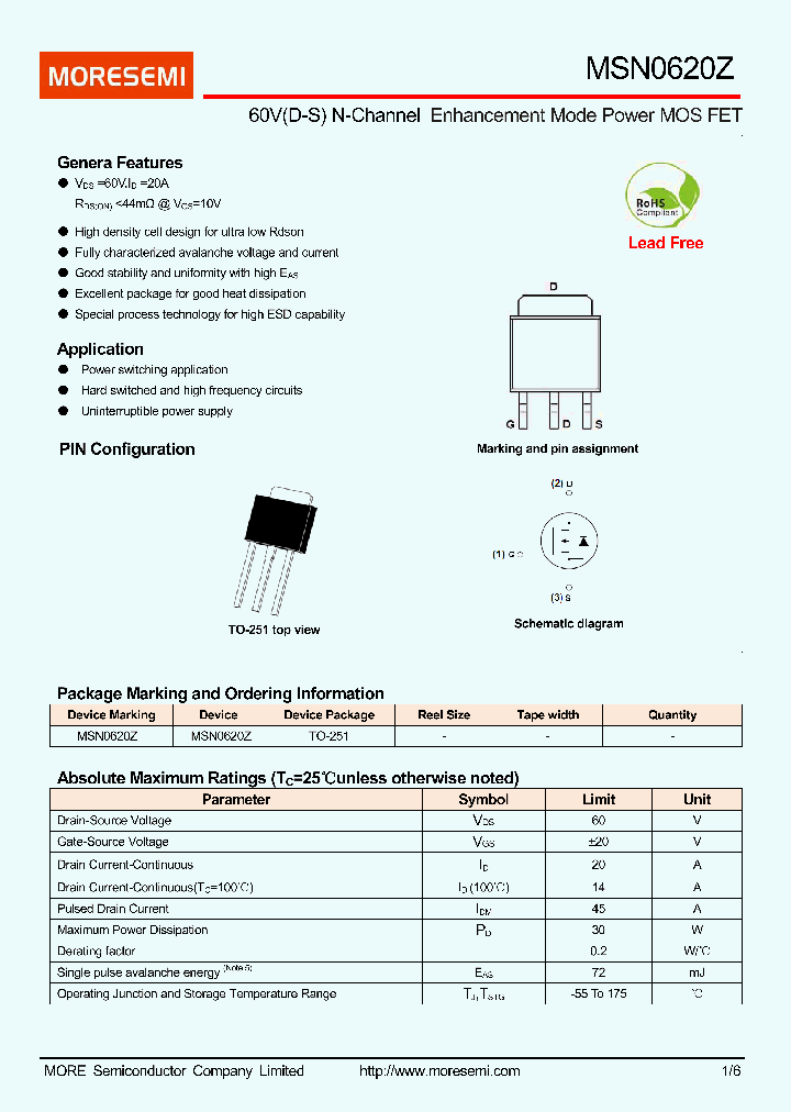 MSN0620Z-TO251_8878588.PDF Datasheet