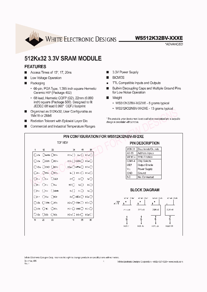 WS512K32BV-XXXE_8878989.PDF Datasheet