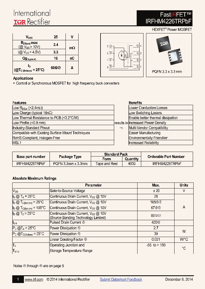 IRFHM4226PBF_8880191.PDF Datasheet