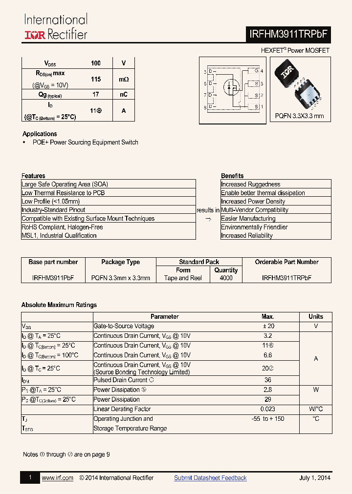 IRFHM3911PBF_8880189.PDF Datasheet