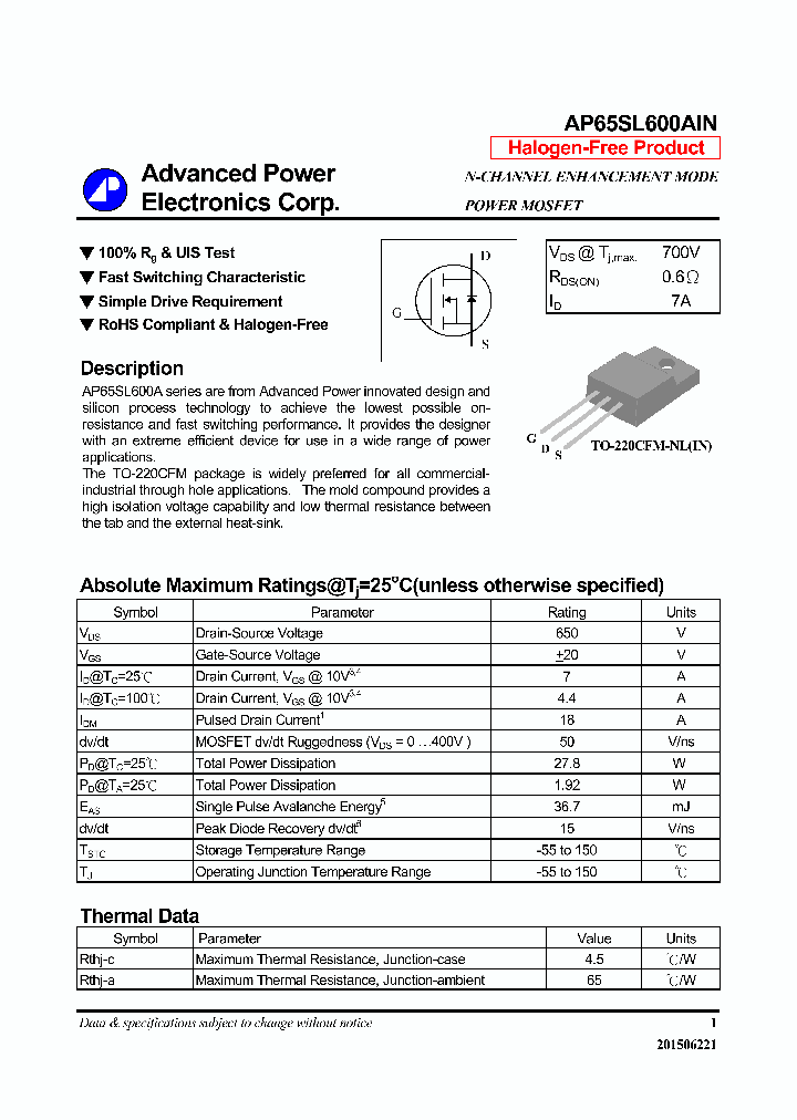 AP65SL600AIN_8880988.PDF Datasheet