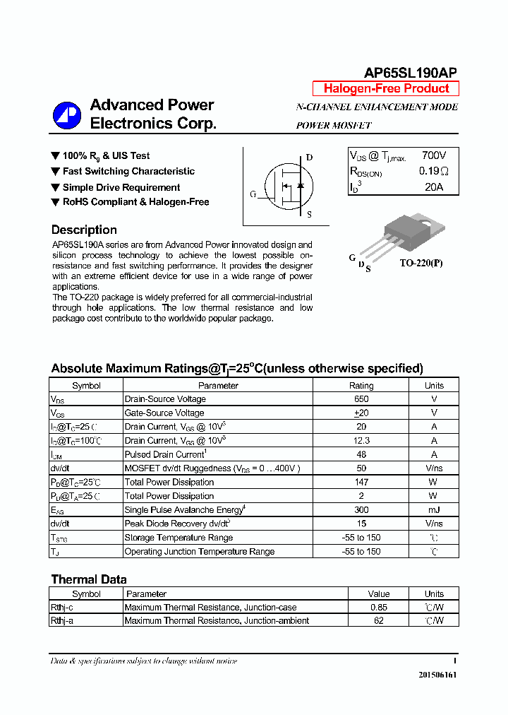 AP65SL190AP_8880984.PDF Datasheet