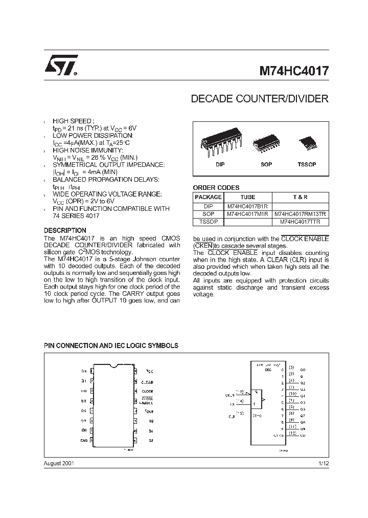 M74HC4017RM13TR_8884229.PDF Datasheet