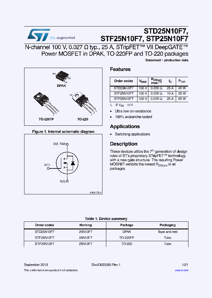 STP25N10F7_8885013.PDF Datasheet