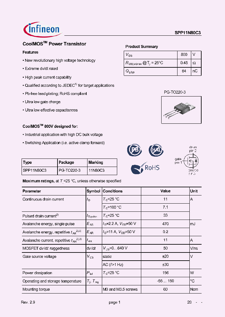SPP11N80C3-11_8885971.PDF Datasheet