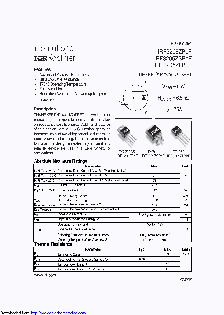 IRF3205ZSTRLPBF_8886217.PDF Datasheet