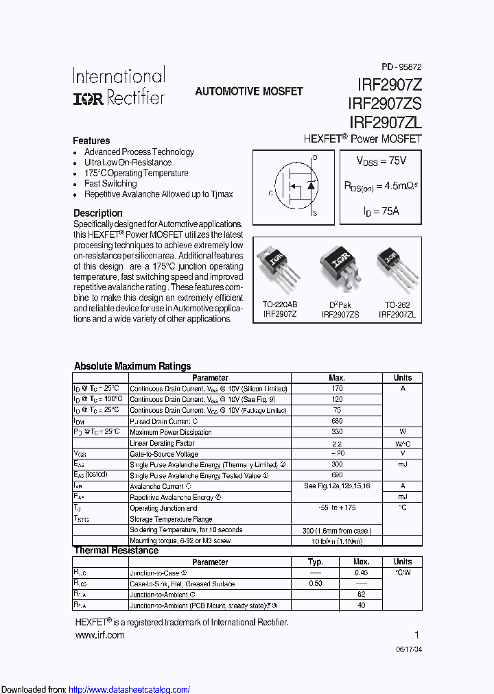 IRF2907ZSTRL_8886214.PDF Datasheet