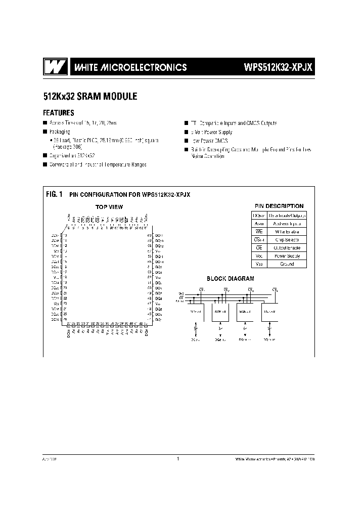 WPS512K32-15PJC_8888636.PDF Datasheet