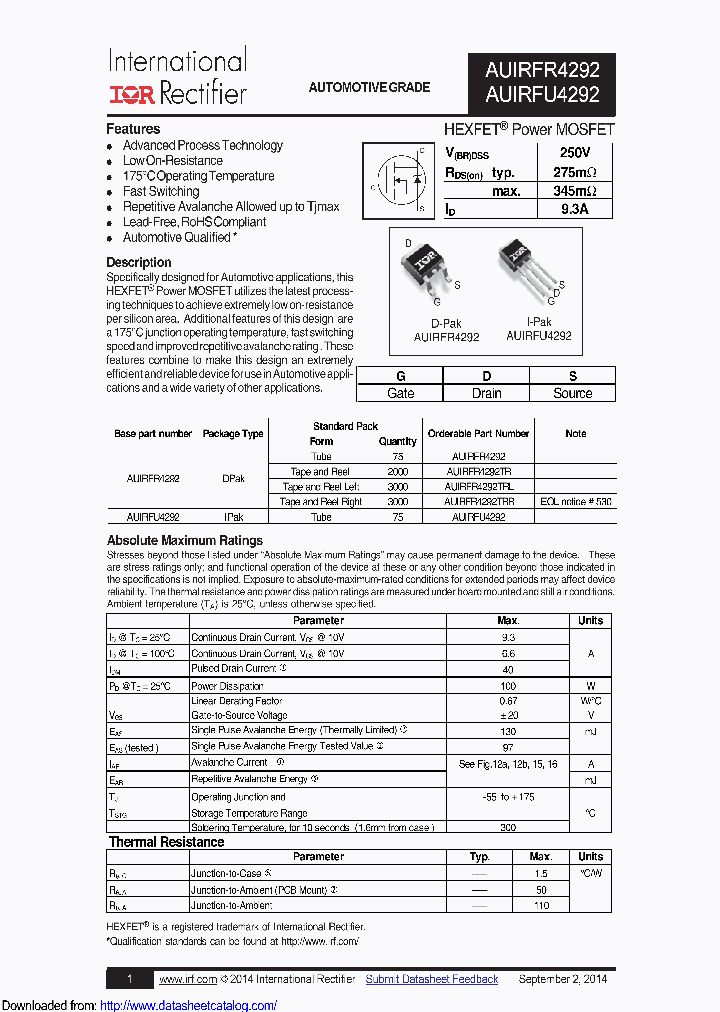 AUIRFR4292_8889684.PDF Datasheet