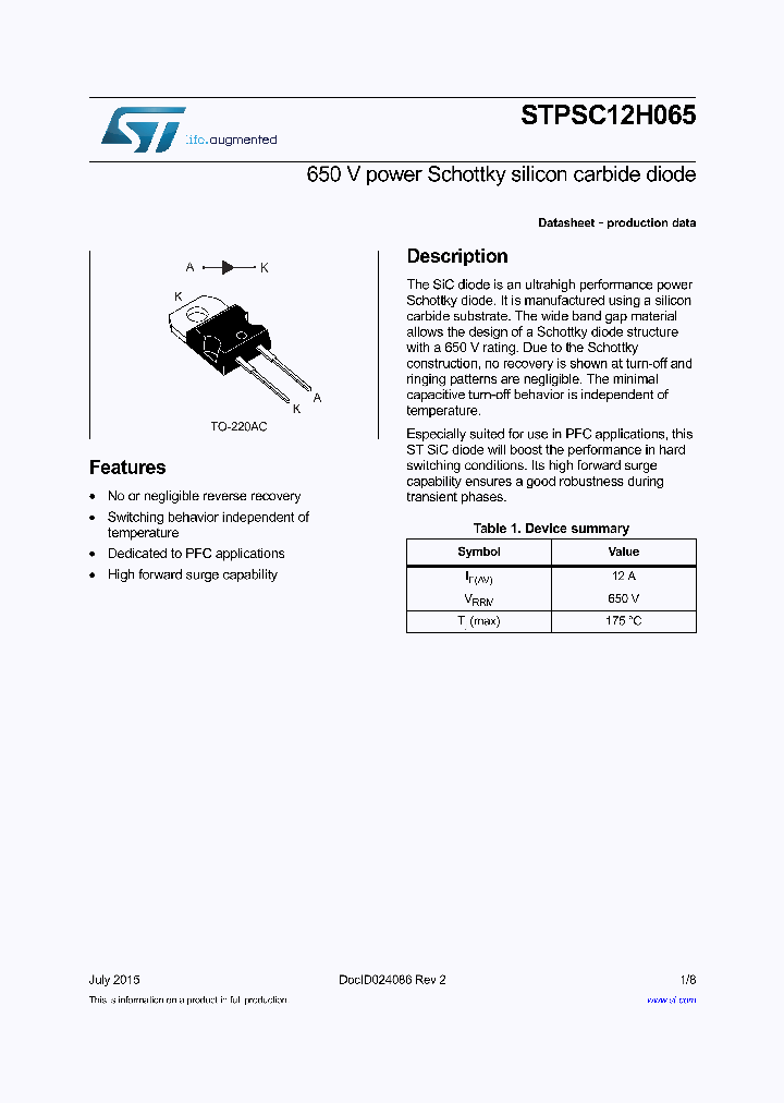 STPSC12H065_8892512.PDF Datasheet