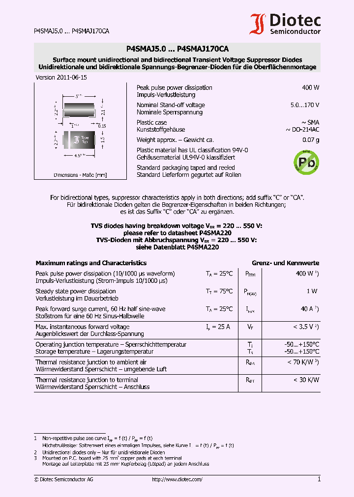 P4SMAJ170_8897355.PDF Datasheet