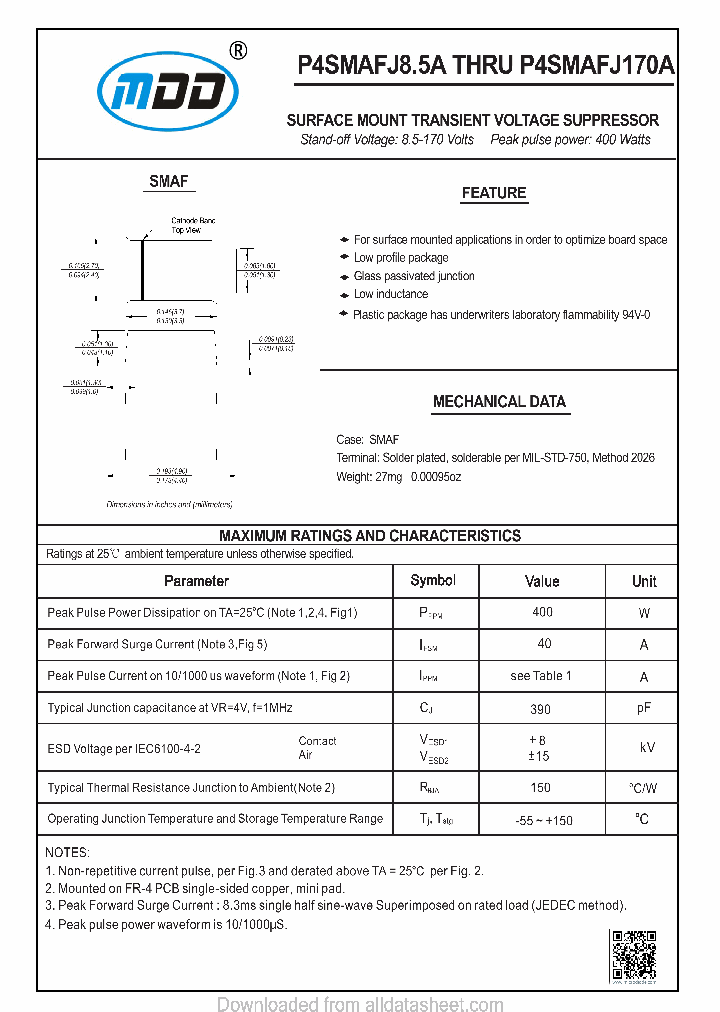 P4SMAFJ85A_8897909.PDF Datasheet
