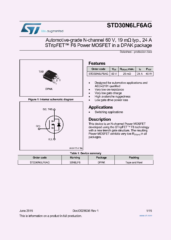 STD30N6LF6AG_8900312.PDF Datasheet