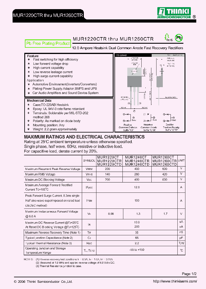 MUR1220CT_8900528.PDF Datasheet