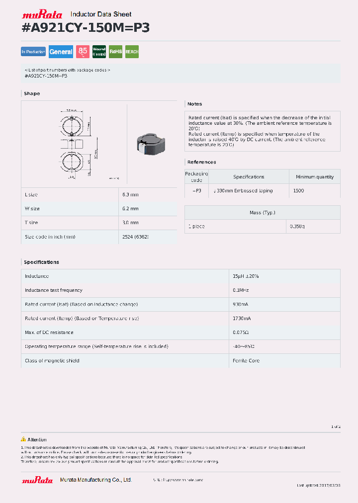 A921CY-150M_8901483.PDF Datasheet