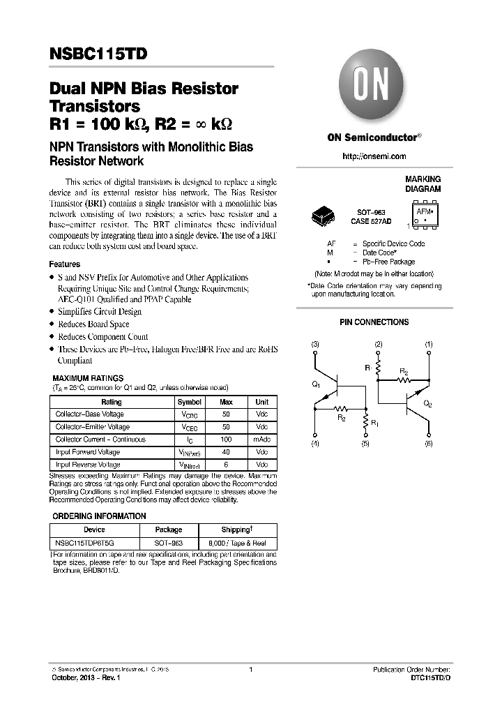NSBC115TDP6T5G_8902334.PDF Datasheet