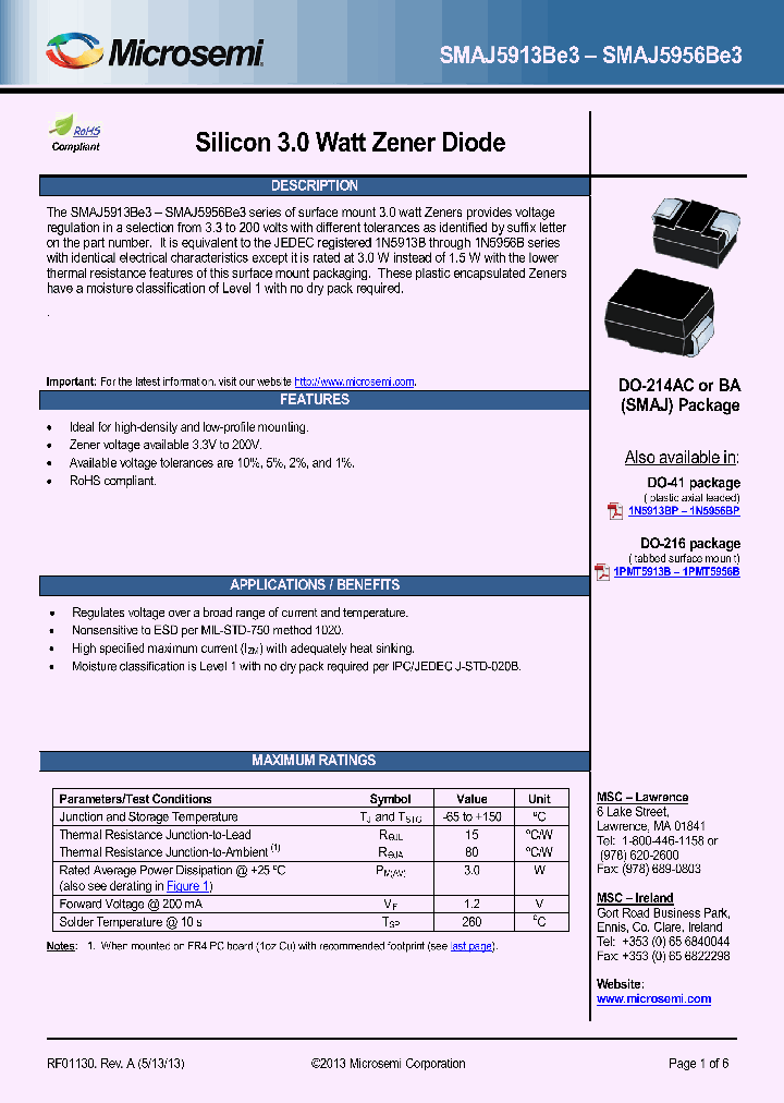 SMAJ5913DE3_8906282.PDF Datasheet