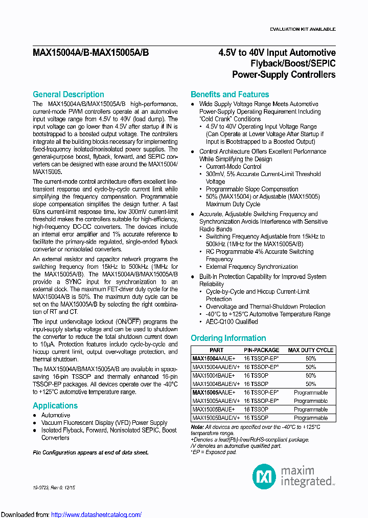 MAX15004AAUE_8908320.PDF Datasheet