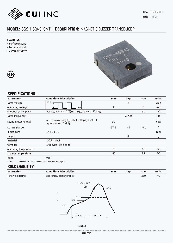 CSS-H5B43-SMT_8908757.PDF Datasheet