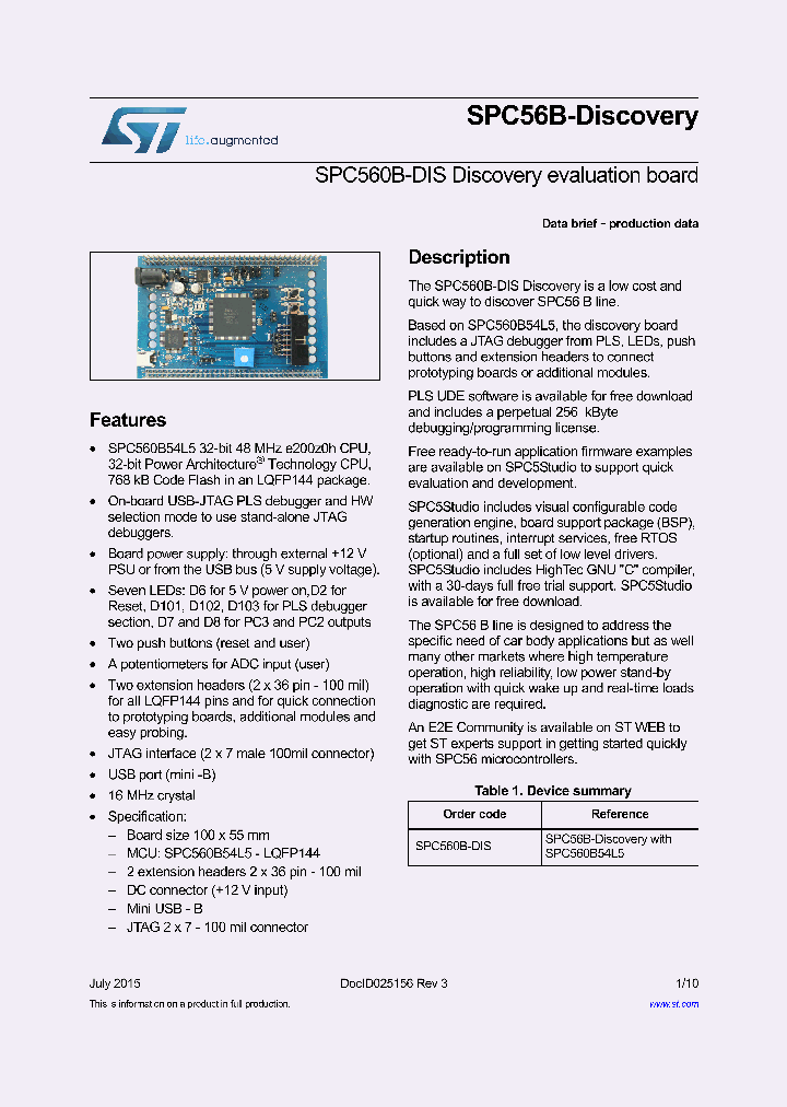 SPC56B-DISCOVERY_8909856.PDF Datasheet