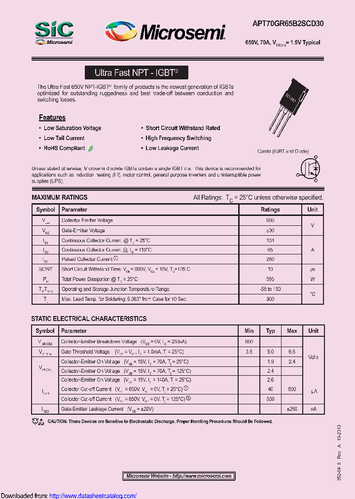 APT70GR65B2SCD30_8913303.PDF Datasheet