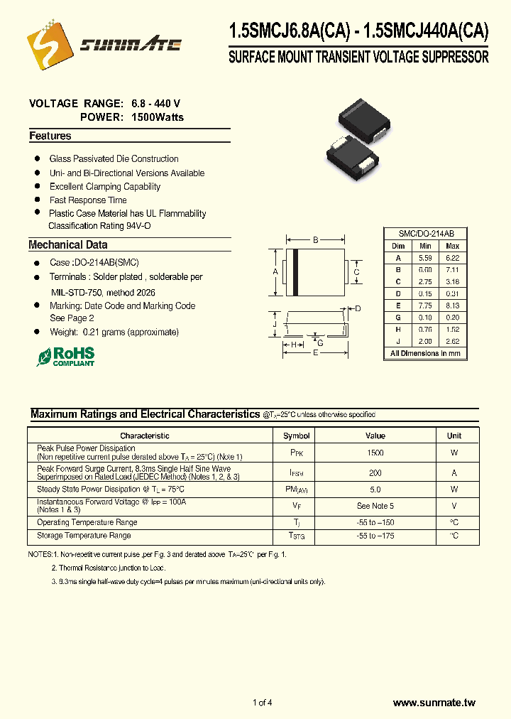 15SMCJ300_8913327.PDF Datasheet