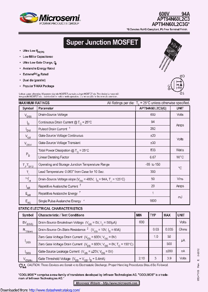 APT94N60L2C3G_8914947.PDF Datasheet