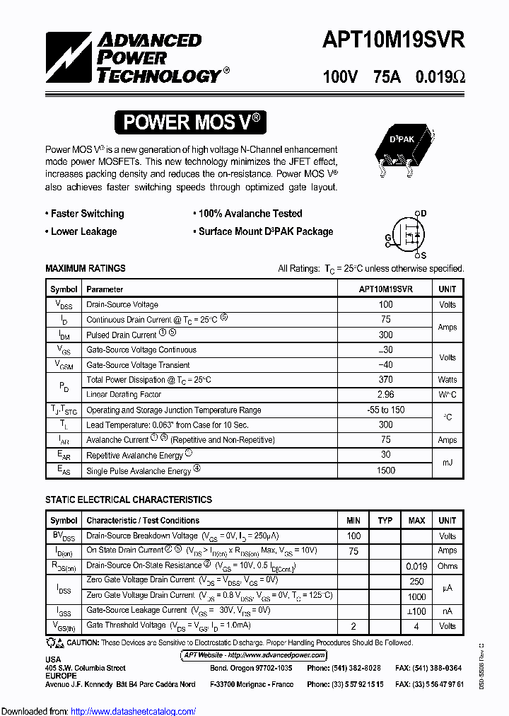 APT10M19SVRG_8916905.PDF Datasheet
