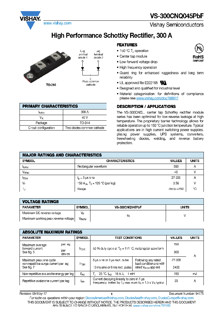 VS-300CNQ045PBF-17_8916910.PDF Datasheet