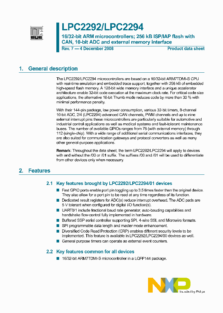 LPC2292FET14401_8921497.PDF Datasheet