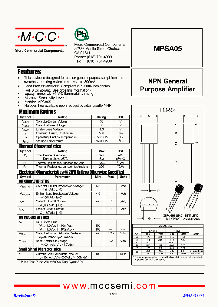 MPSA05_8924491.PDF Datasheet