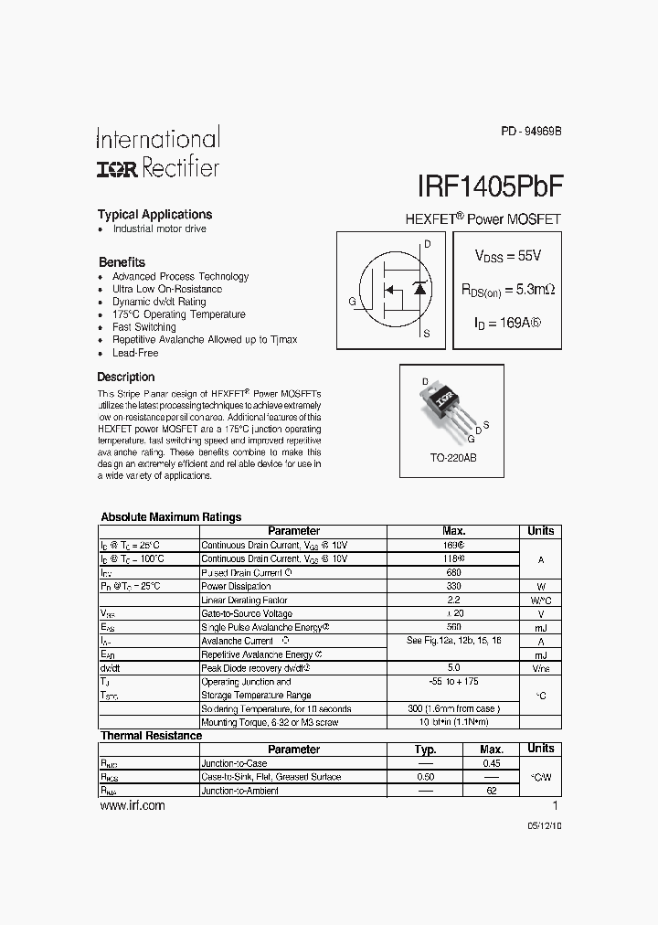 IRF1405PBF-15_8927205.PDF Datasheet