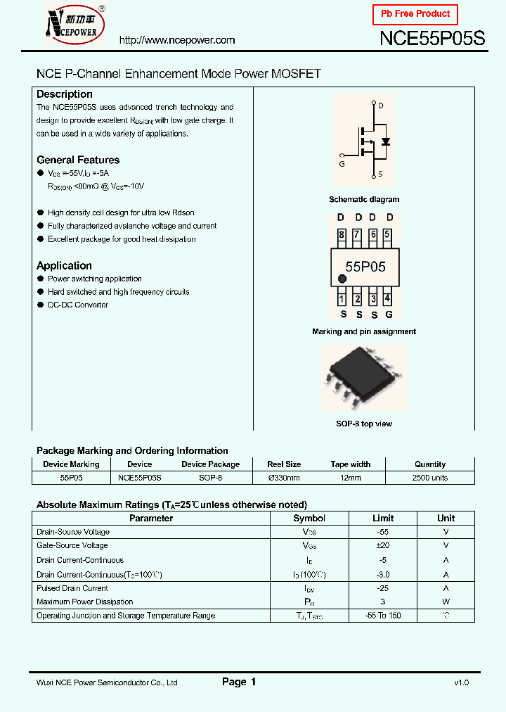 NCE55P05S_8927953.PDF Datasheet