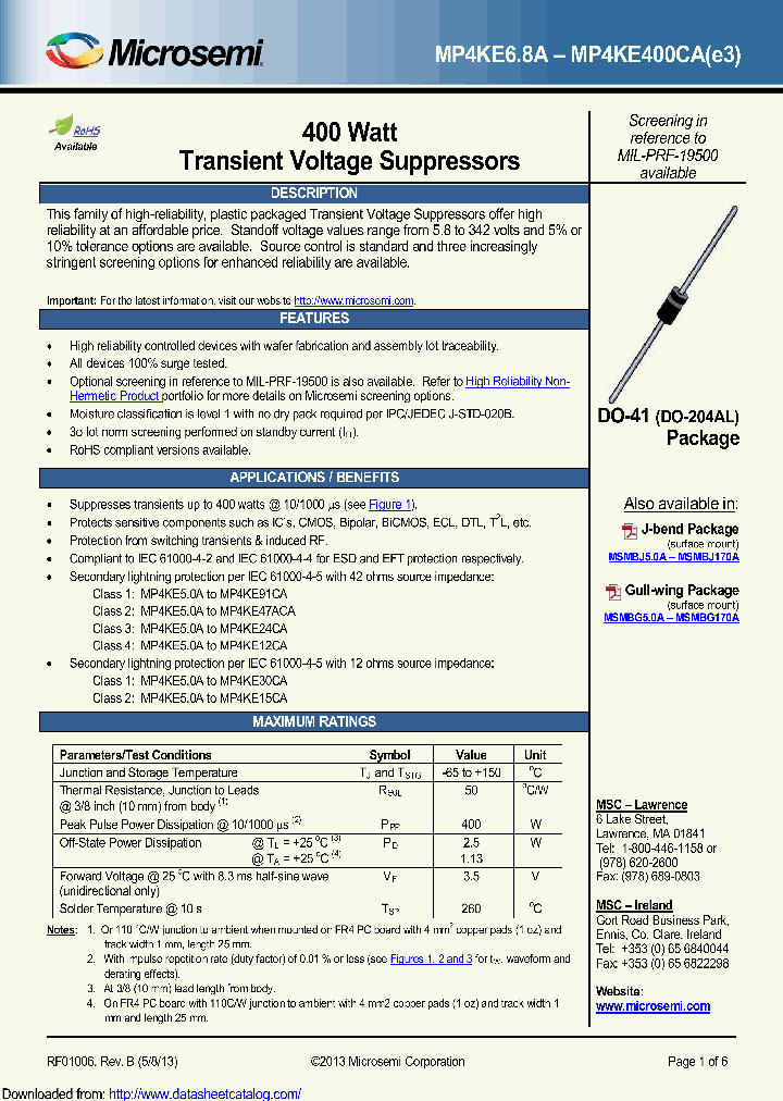 MAP4KE100AE3_8928348.PDF Datasheet