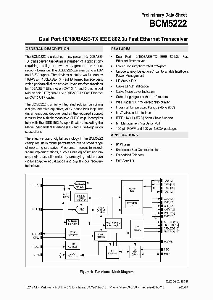 BCM5222_8928330.PDF Datasheet