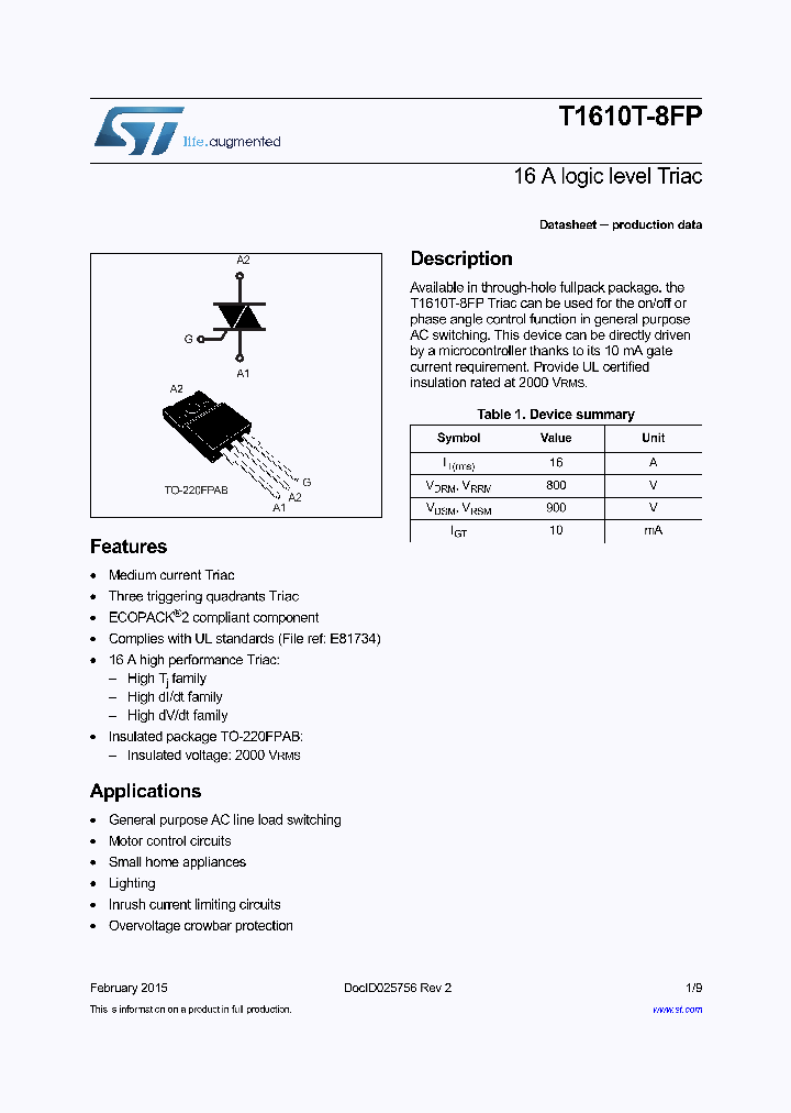 T1610T-8FP_8929080.PDF Datasheet