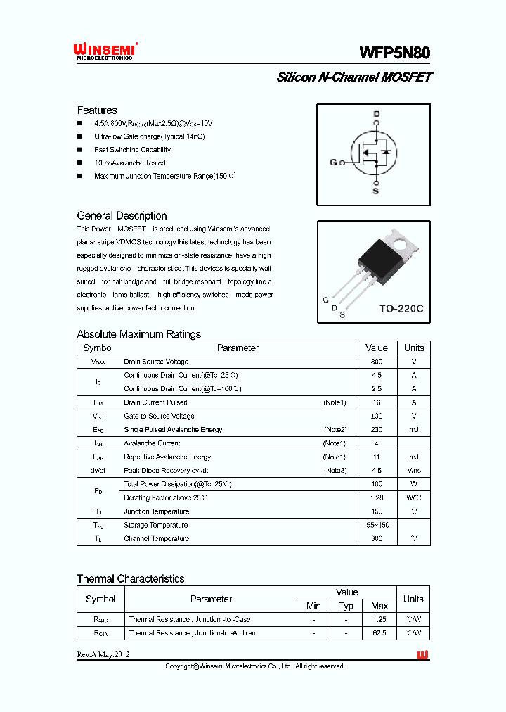 WFP5N80_8929264.PDF Datasheet