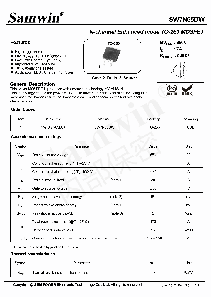 SW7N65DW_8930478.PDF Datasheet