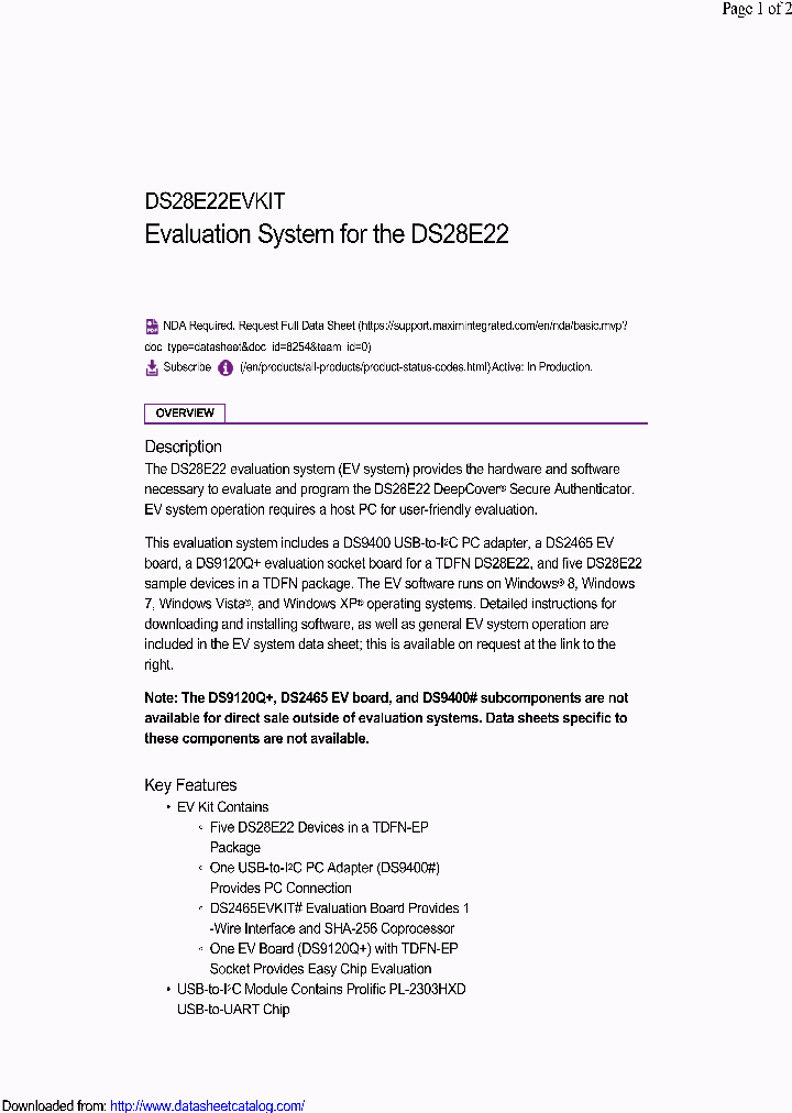 DS28E22EVKIT_8931229.PDF Datasheet