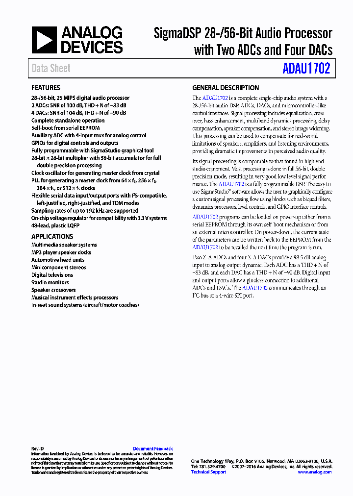 EVAL-ADAU1701MINIZ_8931259.PDF Datasheet