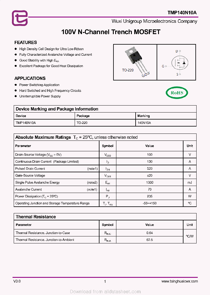 TMP140N10A_8931597.PDF Datasheet