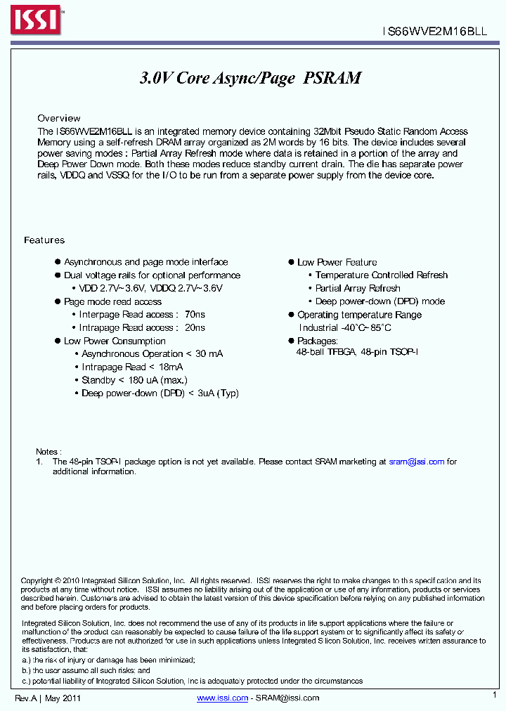 IS66WVE2M16BLL_8933814.PDF Datasheet