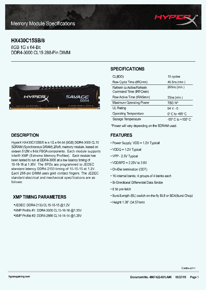 HX430C15SB-8_8935219.PDF Datasheet