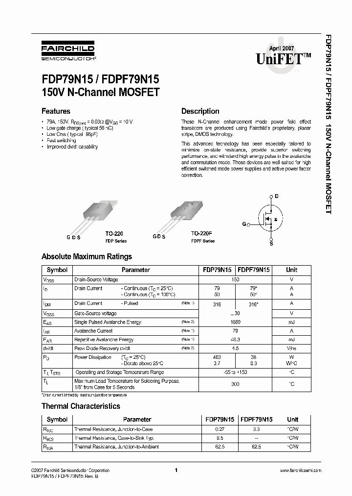 FDPF79N15_8935386.PDF Datasheet