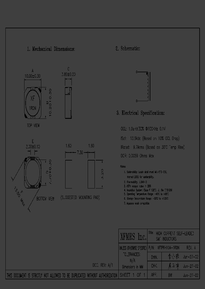 XFTPRH104-1R0N_8935438.PDF Datasheet