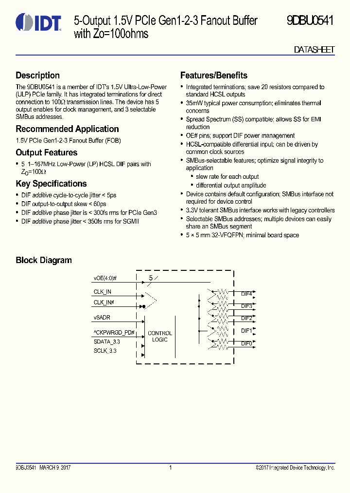9DBU0541AKLF_8938765.PDF Datasheet