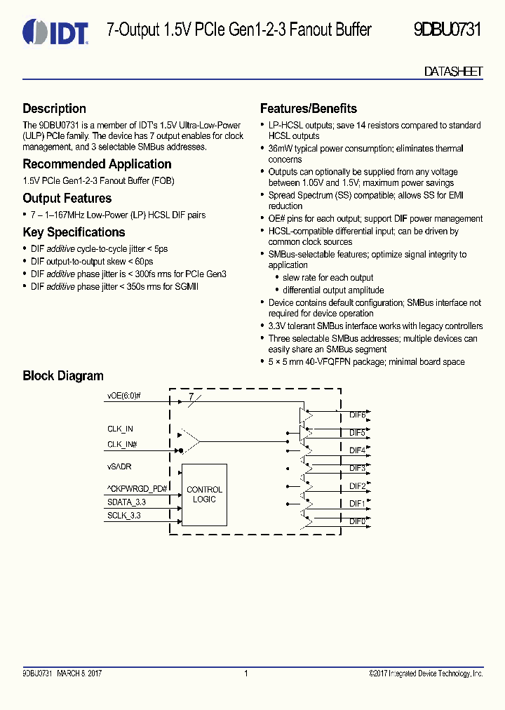 9DBU0731AKILF_8938773.PDF Datasheet